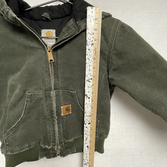 Carhartt Youth Green Canvas Hooded Full Zip Jacket YYJ130 - Size M - Picture 12 of 13